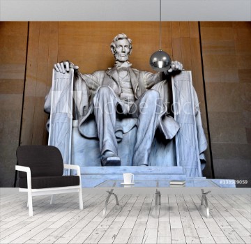 Picture of Washington DC - April 10 2014 Daniel Chester Frenchs sculpture of a seated President Abraham Lincoln inside the Lincoln Memorial